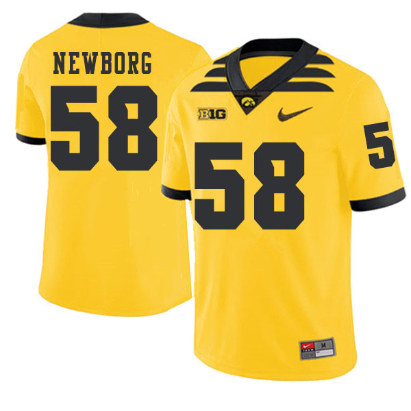 2019 Men #58 Jake Newborg Iowa Hawkeyes College Football Alternate Jerseys Sale-Gold - Click Image to Close